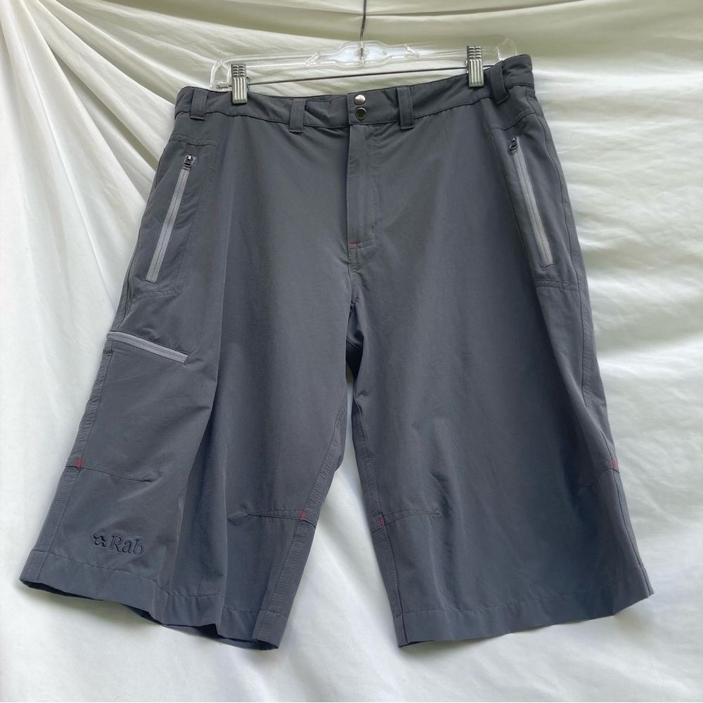 Rab gray athletic outdoor shorts, size 32 waist